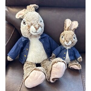 Peter Rabbit 21" Plush Stuffed Bunny Blue Jacket Beatrix Potter & Baby Rabbit